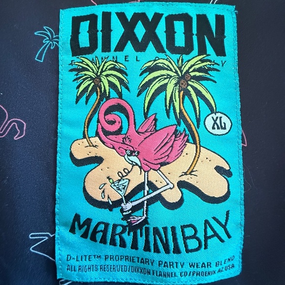 Dixxon Flannel Co Martini Bay Party Shirt XL Tropical Flamingo Neon Print - Picture 9 of 12